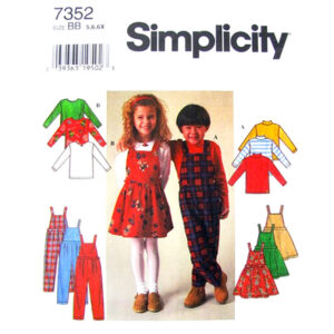 Girls Pullover Top, Bib Jumper, Overalls Pattern Simplicity 7352