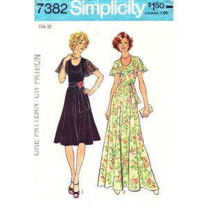 70s Flared Dress Pattern Simplicity 7382 Flounce Collar Size 10