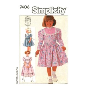 Girls Prairie Dress Sewing Pattern Simplicity 7406 Gunne Sax
