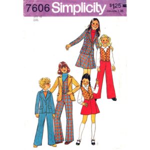Girls Jacket, Vest, Wide Pants, Skirt Pattern Simplicity 7606