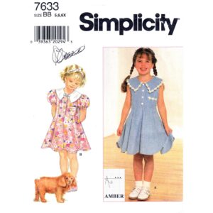 Simplicity 7633 Girls Flared Dress Pattern Scallop Hem Size 5-6x