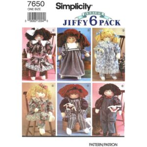 Simplicity 7650 Stuffed 22″ Doll and Doll Clothes Pattern