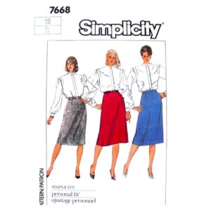 80s Vintage Personal Fit Skirt Pattern Simplicity 7668 Size 16