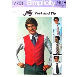 Men’s 70s Vest and Tie Pattern Simplicity 7701 Waistcoat