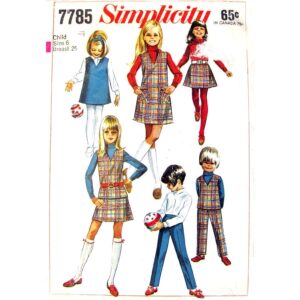 Girls 60s Jumper, Top, Mini Skirt, Pants Pattern Simplicity 7785