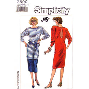 80s Back Keyhole Dress, Tunic, Skirt Pattern Simplicity 7890
