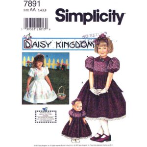 Simplicity 7891 Girls Party Dress and Doll Dress Sewing Pattern