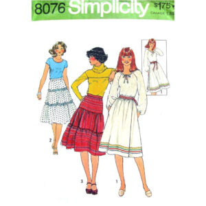70s Wrap Skirt or Peasant Skirt Sewing Pattern Simplicity 8076