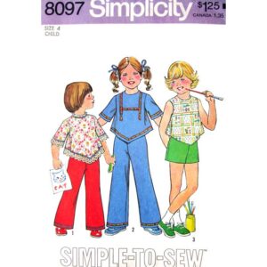 Girls Handkerchief Hem Top, Shorts, Pants Pattern Simplicity 8097