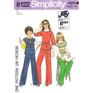 Girls 70s Jiffy Pullover Top and Pants Simplicity 8122 Size 14