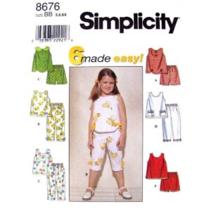 Simplicity 8676 Girls Scallop Top, Capris, Shorts Pattern