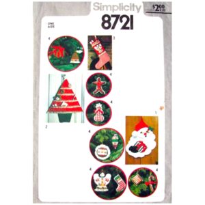 Christmas Decor Pattern Simplicity 8721 Stocking, Ornaments