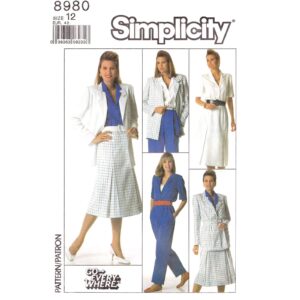 80s Jacket, Blouse, Skirt, Pants Suit Pattern Simplicity 8980