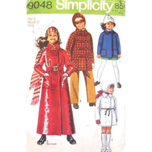 Girls Double Breasted Coat, Hood Pattern Simplicity 9048 Size 6
