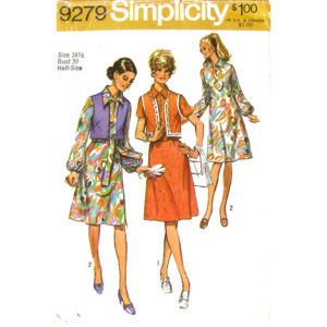 70s Vintage Bolero Vest, Dress Pattern Simplicity 9279 Bust 39
