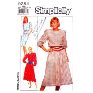Shaped Waist Dress Pattern Simplicity 9284 Slim or Full Skirt