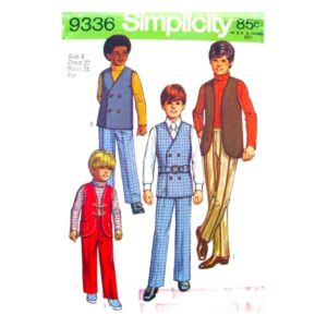 Boys 70s Shirt, Reversible Vest, Pants Pattern Simplicity 9336