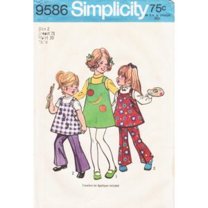 Girls Jumper, Tunic, Bell Bottom Pants Pattern Simplicity 9586