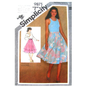 80s Jiffy Full Skirt Pattern Simplicity 9873 Overskirt Size 14 16