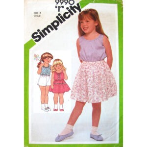 Girls Tank Top, Flared Skirt, Shorts Pattern Simplicity 9990