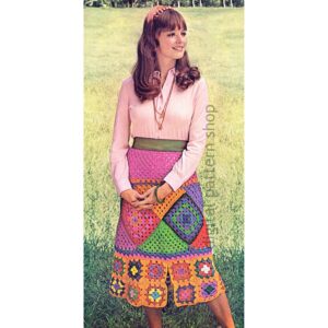 70s Granny Square Skirt Crochet Pattern, Afghan Square Skirt