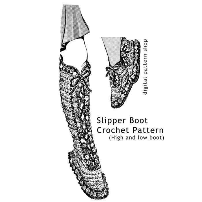 Slipper boot crochet pattern C04
