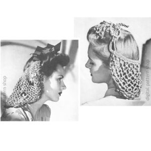 1940s Snoods Crochet Pattern, Beaded Snood, Mesh Hair Net