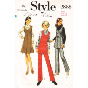70s Pinafore Dress, Tunic, Blouse. Pants Pattern Style 2888