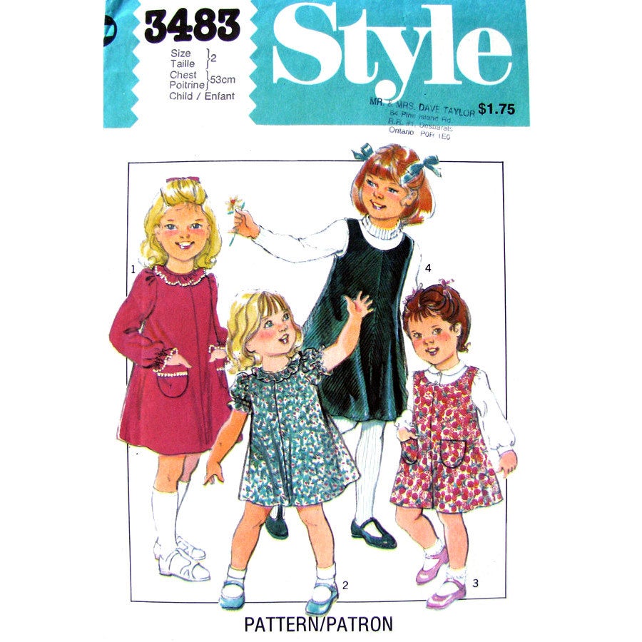 Style 3483 girls dress pattern