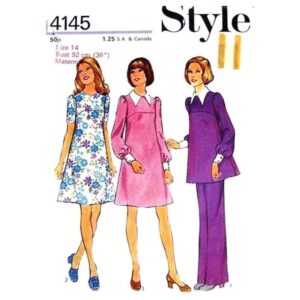 70s Maternity Dress, Tunic, Pants Pattern Style 4145 Size 14