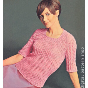 60s Lace Sweater Knitting Pattern for Women, Pullover Top