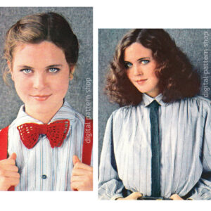 70s Bow Tie and Neck Tie Crochet Pattern, Women Accessories