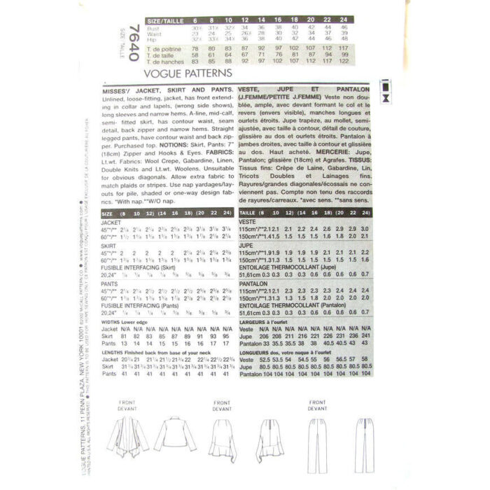 V7640 womens sewing pattern