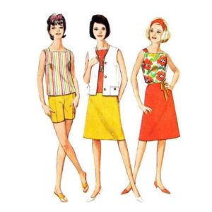 60s Vest Jacket, Blouse, Shorts, Skirt Pattern Simplicity 5506
