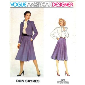 80s Jacket, Blouse, Skirt Pattern Vogue 2372 Don Sayres Designer