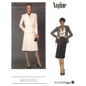 80s Valentino Wrap Jacket, Skirt Suit Pattern Vogue 2622