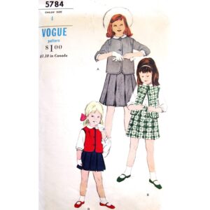 Girls 60s Blouse, Jacket, Pleated Skirt Pattern Vogue 5784