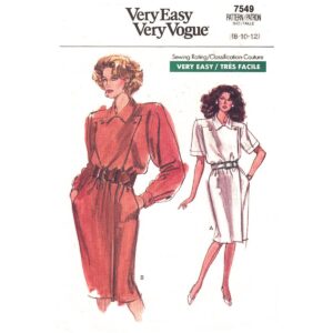80s Vintage Mock Wrap Dress Sewing Pattern Vogue 7549