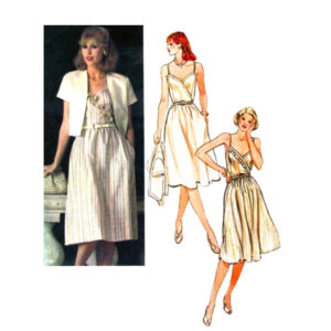 80s Mock Wrap Dress, Jacket Pattern Vogue 8005 Sundress