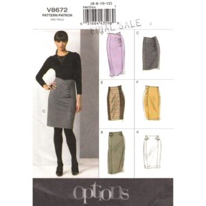 Vogue 8672 Modern Sheath Skirt Pattern Above Ankle or Knee