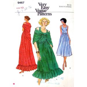 70s Sundress, Shawl Pattern Vogue 9467 Scoop Neck Dress