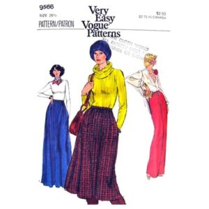 70s Vintage Skirt, Pants Sewing Pattern Vogue 9566 Pockets