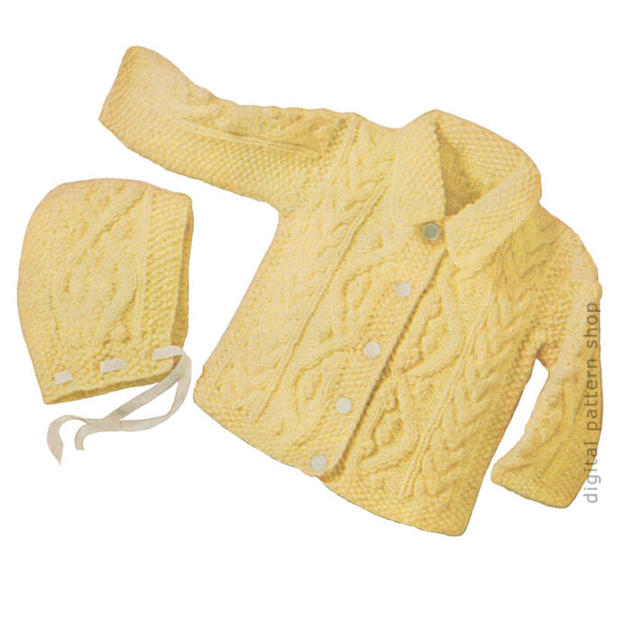Baby aran set knitting pattern K76
