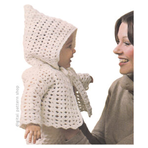 70s Baby Hooded Jacket Crochet Pattern, Boy or Girl Sweater