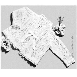 70s Baby Lacy Cardigan Knitting Pattern, Girls Raglan Sweater
