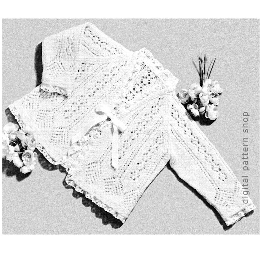 baby lacy cardigan knitting pattern K87