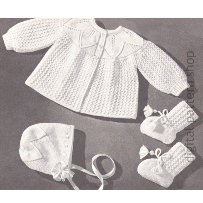 baby leaf and lace set knitting pattern