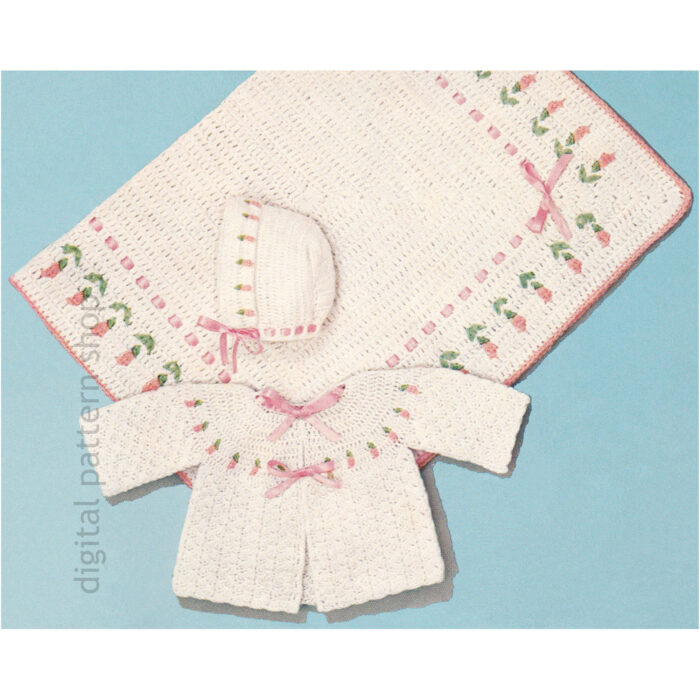 baby rosebud set crochet pattern