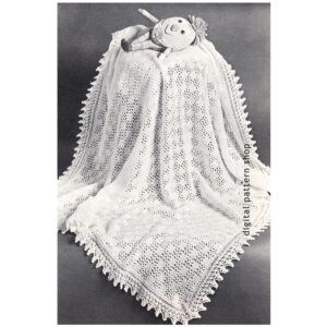 70s Baby Blanket Knitting Pattern, Lacy Shawl Crib Cover