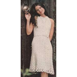 70s Bare Shoulder Dress Crochet Pattern, Lace Wedding Dress